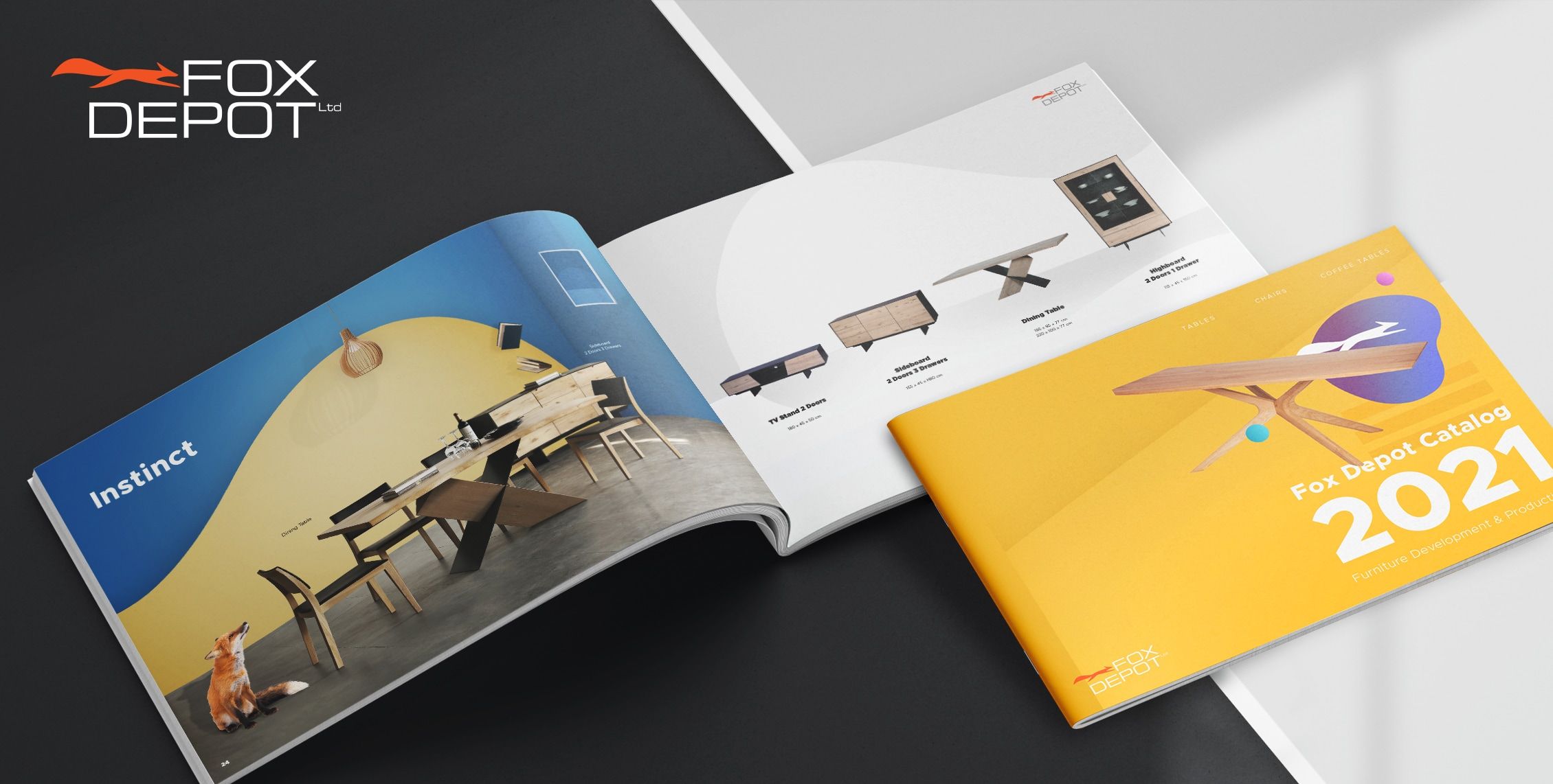 brochure design fox depot showcasing the brand development back in 2021